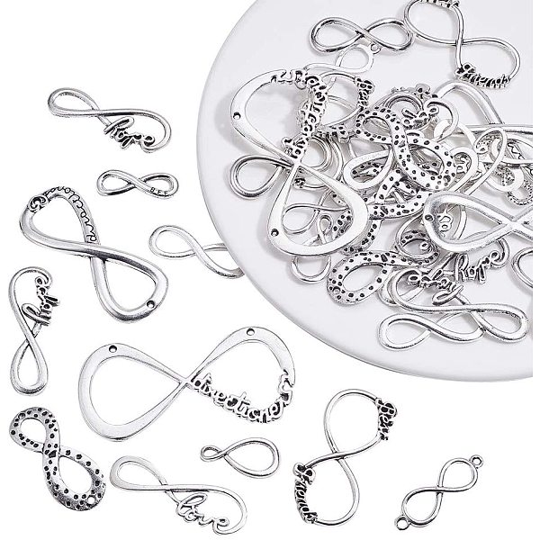

PandaHall Tibetan Style Alloy Links, Infinity, Antique Silver, 74x73x25mm Alloy Infinity