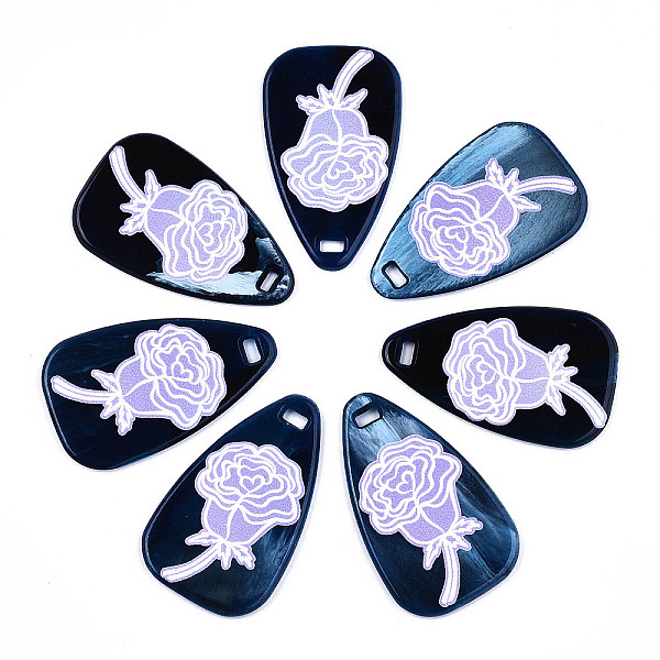 

PandaHall Cellulose Acetate(Resin) Pendants, 3D Printed, Teardrop with Flower Pattern, Marine Blue, 42.5x25.5x2.5mm, Hole: 4x2mm Cellulose...