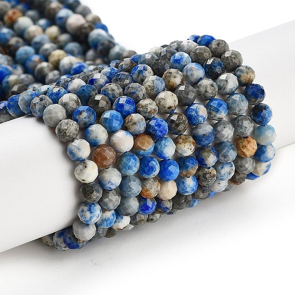 

PandaHall Natural Lapis Lazuli Beads Strands, Round, Faceted, 4mm, Hole: 0.6mm, about 99~100pcs/strand, 14.57~14.76''(37~37.5cm) Lapis...