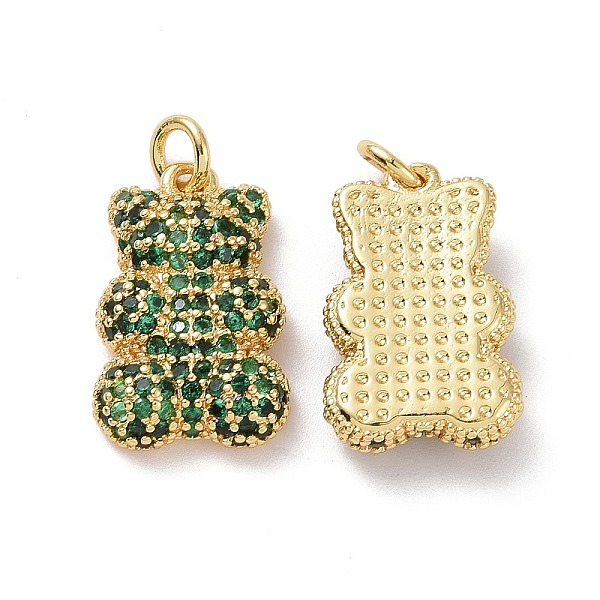 

PandaHall Brass Micro Pave Cubic Zirconia Pendants, with Jump Ring, Bear Charms, Golden, Green, 19x12x4mm, Hole: 3mm Brass+Cubic Zirconia...