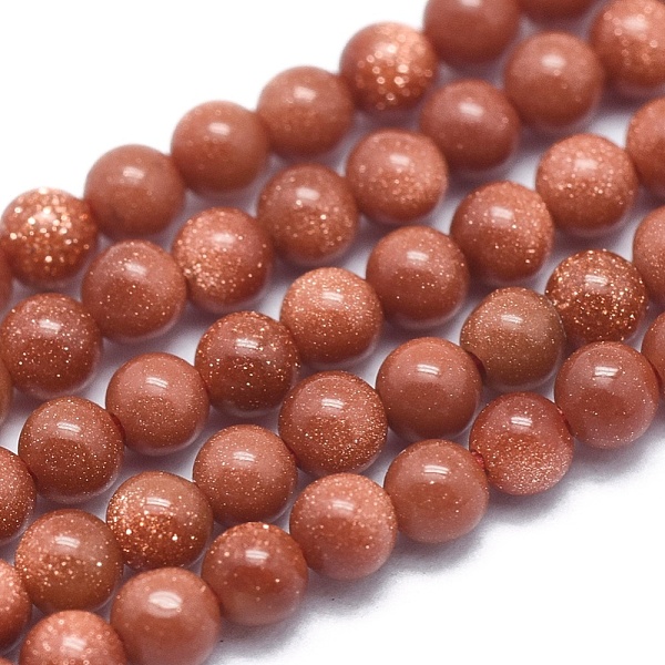 

PandaHall Synthetic Goldstone Beads Strands, Round, 2mm, Hole: 0.5mm, about 195pcs/strand, 15.35 inch(39cm) Goldstone Round