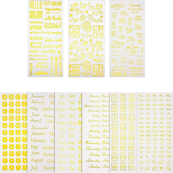 

PandaHall Olycraft Waterproof PET Adhesive Stickers, Bear with 26 Alphabet and Mark, DIY Gift Hand Account Photo Frame Album Decoration..., Gold