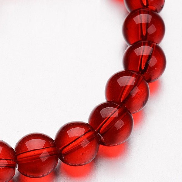 

PandaHall Glass Round Bead Strands, Red, 4mm, Hole: 1mm, about 75~80pcs/strand, 11 inch Glass Round Red