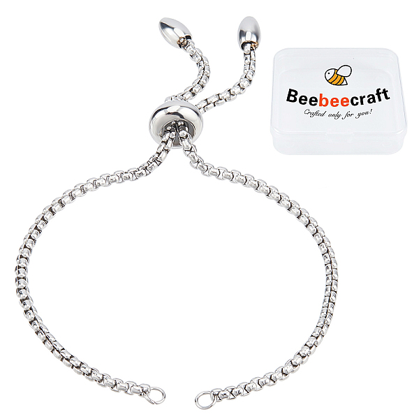 

PandaHall Beebeecraft 1 Box 10 Strand Adjustable Slider Chain Bracelet Stainless Steel 8.6Inch Jewelry Making Chains with Ball Ends for...
