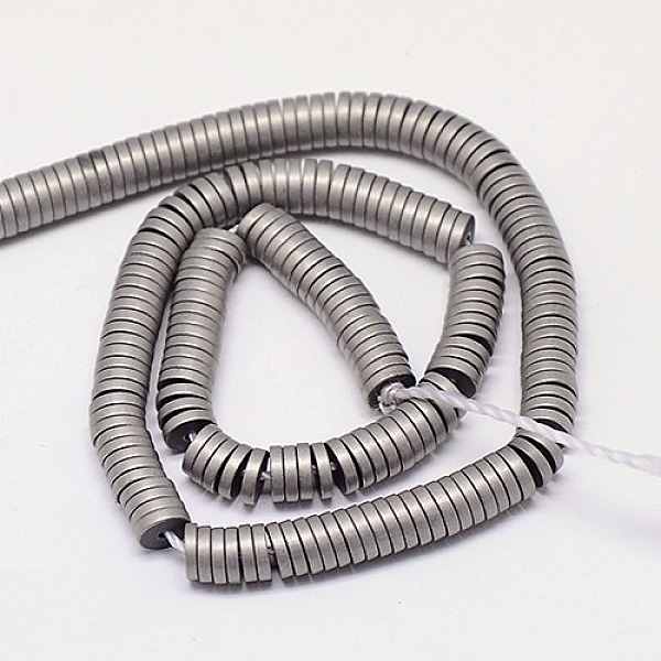 

PandaHall Electroplate Non-magnetic Synthetic Hematite Beads Strands, Frosted, Heishi Beads, Flat Round/Disc, Grade A, Silver Plated, 2x1mm...