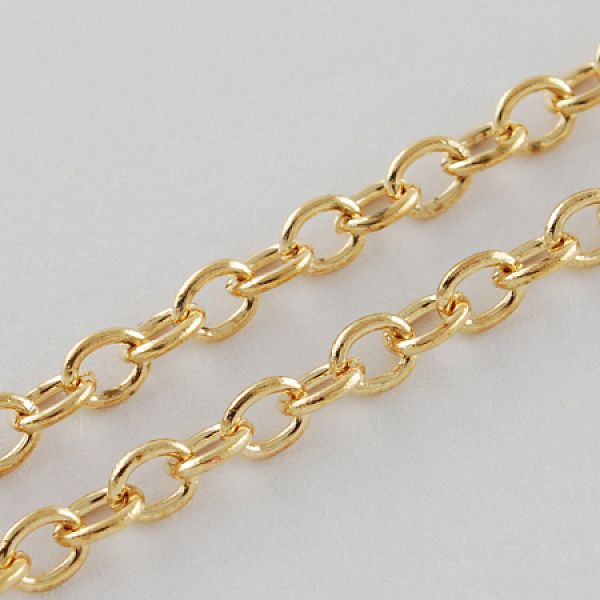 

PandaHall Iron Cable Chains, Unwelded, with Spool, Oval, Light Gold Plated, 4x3x0.7mm, about 328.08 Feet(100m)/roll Iron