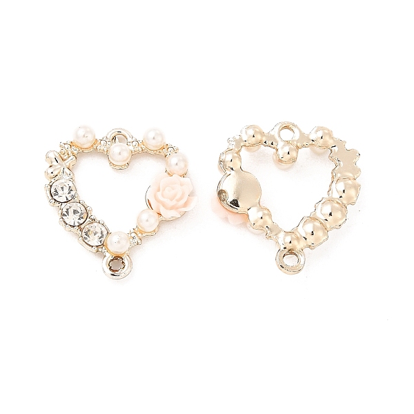 

PandaHall Alloy Crystal Rhinestone Connector Charms, Light Gold, with Resin, Heart Links with Flower, Pink, 20.5x19x5mm, Hole: 1.6mm...