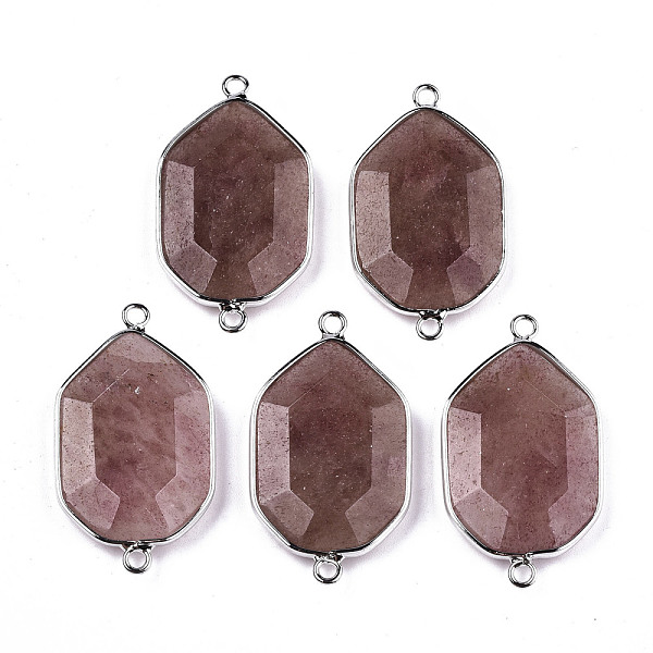 

PandaHall Natural Strawberry Quartz Links Connectors, with Platinum Tone Brass Findings, Faceted Polygon, 40.5x23x6mm, Hole: 2mm Strawberry...