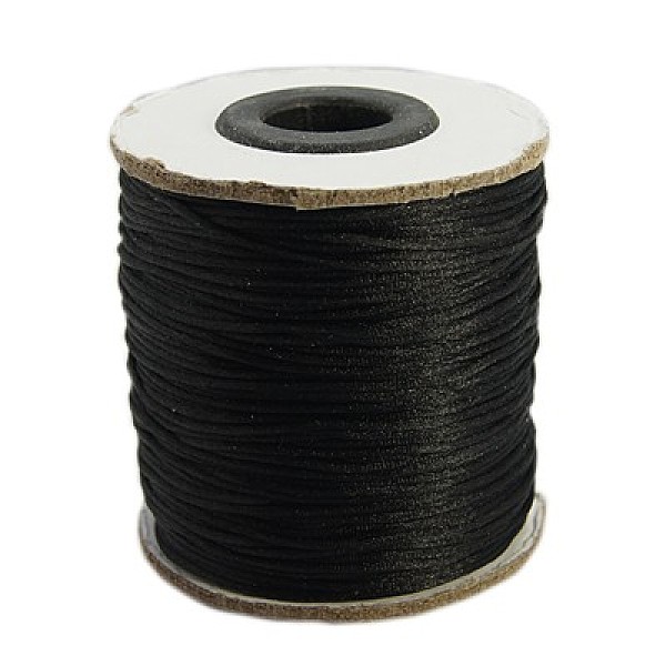 

PandaHall Nylon Thread, Rattail Satin Cord, Nylon Jewelry Cord for Braided Jewelry Making, Round, Black, 1mm, about 100yards/roll(300...