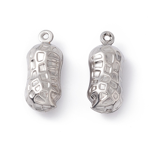 

PandaHall 304 Stainless Steel Pendants, Peanut, Stainless Steel Color, 19x7.5x7mm, Hole: 1mm 304 Stainless Steel Food