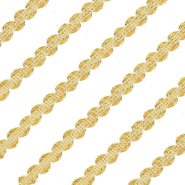 

PandaHall FINGERINSPIRE 25 Yard Metallic Scroll Braid Trim Embellishment 10mm Wide Light Gold Polyester Ribbon with Wave Pattern Metallic..., Green