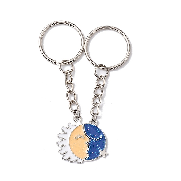 

PandaHall Alloy Enamel Keychain, Star, Moon, 7.6~7.9cm, 2pc/set Alloy Moon