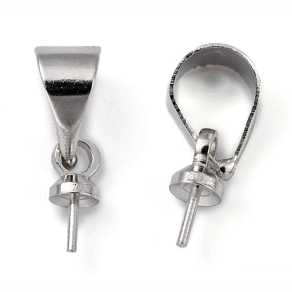 

PandaHall Brass Cup Pearl Peg Bails Pin Pendants, For Half Drilled Beads, Platinum, 6mm, Hole: 3mm Brass