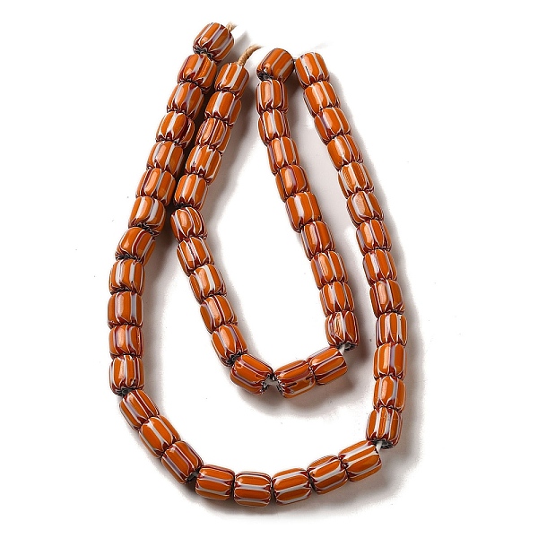 

PandaHall Handmade Nepalese Lampwork Beads, Chevron Beads, Column, Orange, 10~13x11~13mm, Hole: 2mm, about 54~56pcs/strand, 13.39~14.17''...