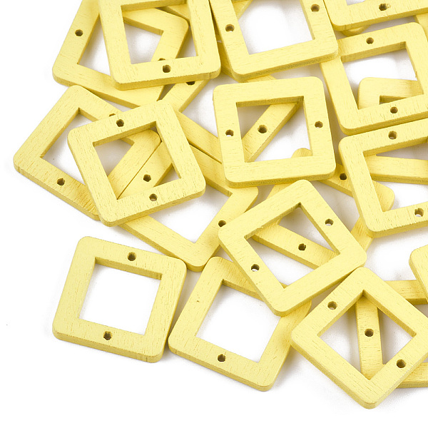

PandaHall Painted Poplar Wood Links, Square, Yellow, 23x23x3mm, Hole: 1.4mm Wood Square Yellow