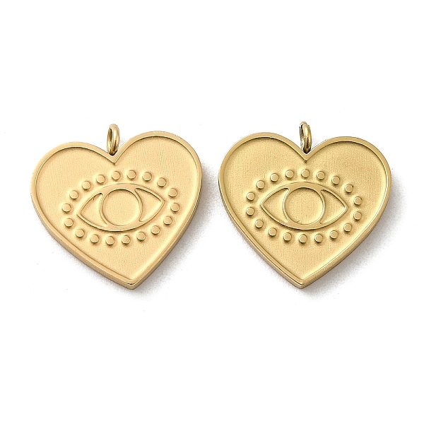 

PandaHall Ion Plating(IP) 316L Surgical Stainless Steel Pendants, Heart with Eye Charm, Real 18K Gold Plated, 15x15x3mm, Hole: 1.8mm 316L...