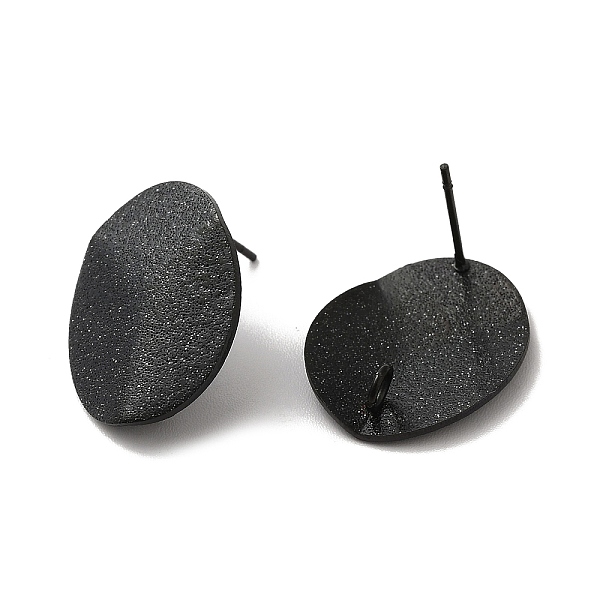 

PandaHall 304 Stainless Steel Stud Earrings Findings, with Vertical Loop, Textured Oval, Electrophoresis Black, 20x16mm, Hole: 2.5mm, Pin...