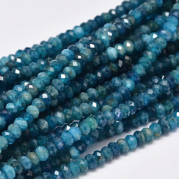

PandaHall Faceted Rondelle Natural Apatite Bead Strands, 4x3mm, Hole: 0.8mm, about 156pcs/strand, 15.5 inch Apatite Rondelle