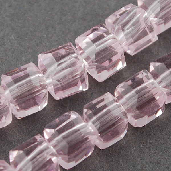 

PandaHall Glass Bead Strands, Faceted, Cube, Pearl Pink, 6x6x6mm, Hole: 1mm, about 100pcs/strand, 22 inch Glass Cube Pink