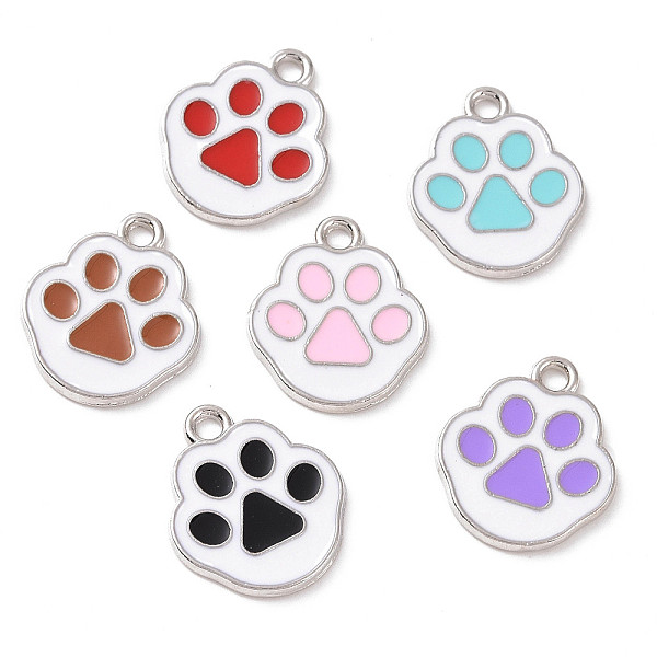 

PandaHall Alloy Enamel Pendants, Cat Paw Print Charm, Platinum, Mixed Color, 17.5x15x1mm, Hole: 1.8mm Alloy+Enamel Palm Multicolor