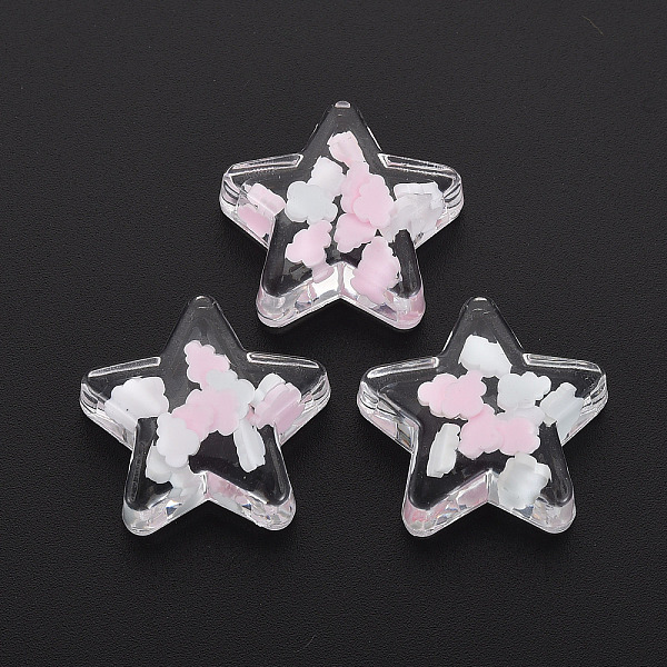 

PandaHall Translucent Acrylic Cabochons, with Polymer Clay, Star, Pink, 24.5x24.5x8.5mm Acrylic Star Pink