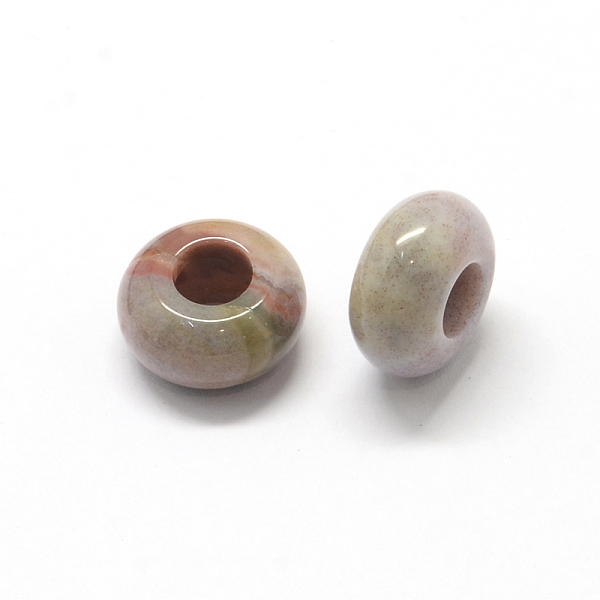 

PandaHall Natural Indian Agate European Large Hole Beads, Rondelle, 13~14x7~8mm, Hole: 5mm Indian Agate Rondelle