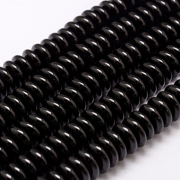 

PandaHall Natural Agate Bead Strands, Dyed, Rondelle, Black, 10.5~11x4mm, Hole: 1mm, about 100pcs/strand, 14 inch Natural Agate Rondelle...