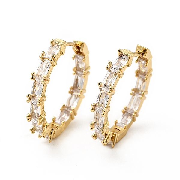 

PandaHall Clear Cubic Zirconia Hinged Hoop Earrings, Rack Plating Brass Jewelry for Women, Real 18K Gold Plated, 20.5x19.5x3mm, Pin: 0.8mm...