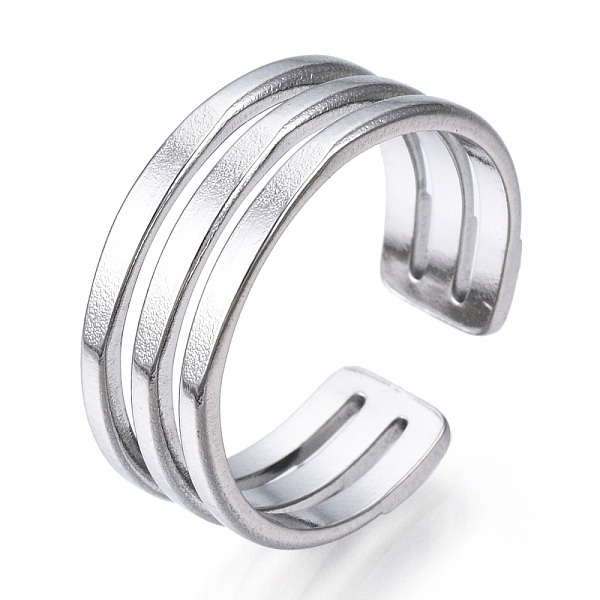 

PandaHall 304 Stainless Steel Triple Line Open Cuff Ring, Hollow Chunky Ring for Women, Stainless Steel Color, US Size 7 3/4(17.9mm) 304...