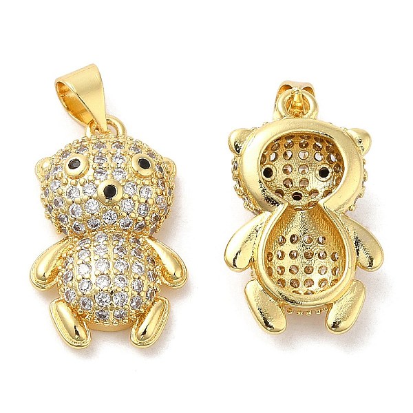 

PandaHall Brass Micro Pave Cubic Zirconia Pendants, Lead Free & Cadmium Free, Bear Charms, Real 18K Gold Plated, 21x13x6mm, Hole: 5.3x3.5mm..., Clear