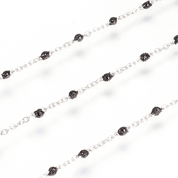 

PandaHall 3.28 Feet 304 Stainless Steel Handmade Beaded Chain, Cable Chains, with Enamel and Glitter Powder, Unwelded, Flat Oval, Black...