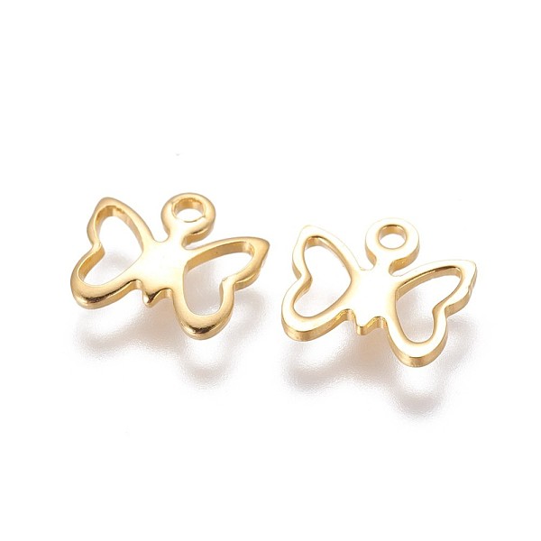 

PandaHall 304 Stainless Steel Charms, Cut-Out, Butterfly, Golden, 9x10x1mm, Hole: 1.2~1.4mm 304 Stainless Steel Butterfly