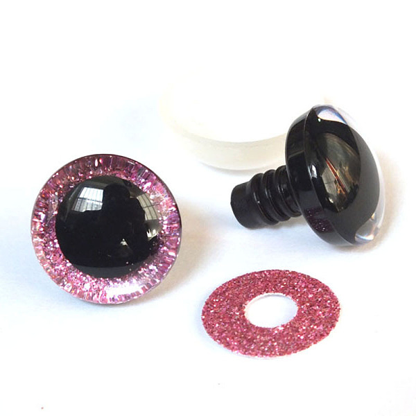 

PandaHall Plastic Safety Craft Eye, with Spacer, PU Sequins Ring, for DIY Doll Toys Puppet Plush Animal Making, Camellia, 12mm Plastic Half..., Pink