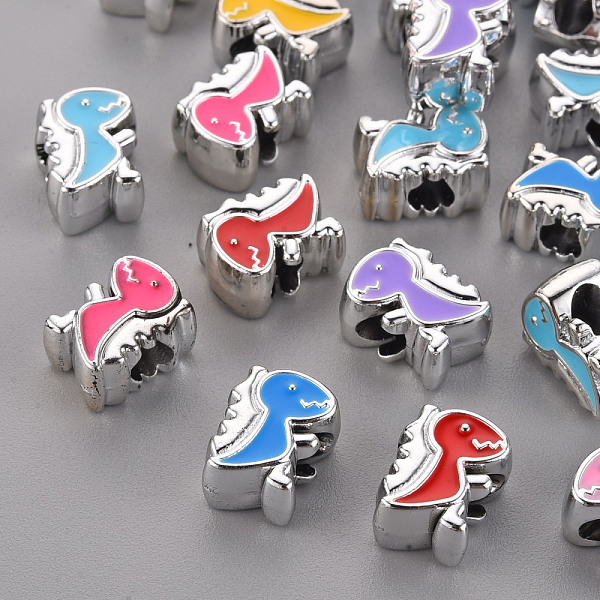 

PandaHall UV Plating Acrylic European Beads, with Enamel, Large Hole Beads, Mixed Color, Dinosaur, Platinum, 13x10x7mm, Hole: 4mm Acrylic..., Multicolor