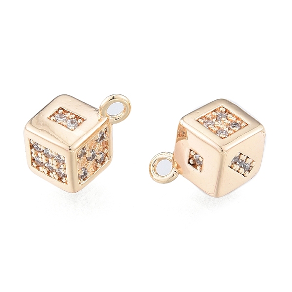 

PandaHall Brass Micro Pave Clear Cubic Zirconia Charms, Cadmium Free & Nickel Free & Lead Free, Dice, Real 18K Gold Plated, 10x8x8mm, Hole...