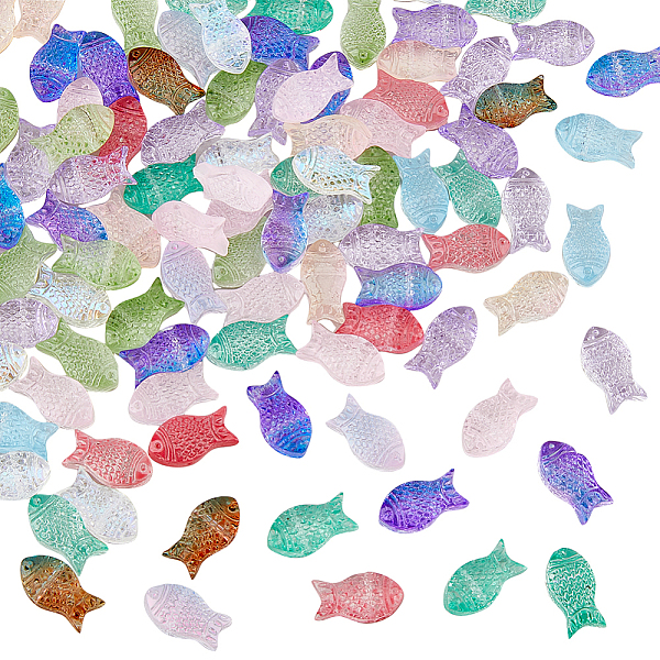 

PandaHall DICOSMETIC 220Pcs 11 Colors Transparent Spray Painted Glass Beads, Fish, Mixed Color, 15x8x5mm, Hole: 1mm, 20pcs/color Glass Fish..., Multicolor