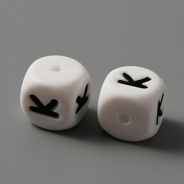 

PandaHall Food Grade Eco-Friendly Silicone Beads, Chewing Beads For Teethers, DIY Nursing Necklaces Making, White Cube with Black Letter...