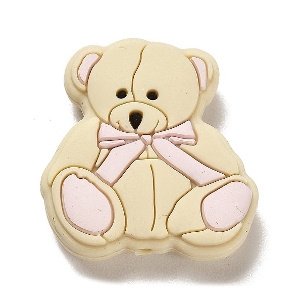 

PandaHall Bear Silicone Focal Beads, Silicone Teething Beads, Wheat, 30x28.5x9.5mm, Hole: 2.5mm Silicone Bear Orange