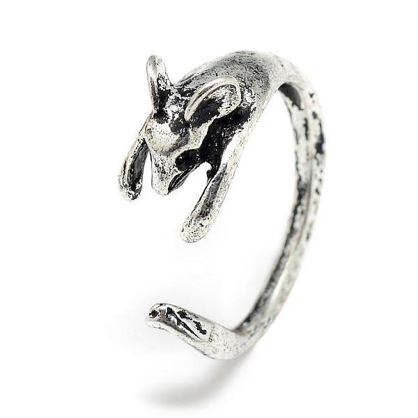 

PandaHall Adjustable Alloy Cuff Finger Rings, Mouse, Size 6, Antique Silver, 16mm Alloy