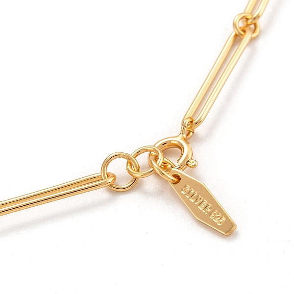 

PandaHall 925 Sterling Silver Paperclip Chain Necklaces, with Spring Ring Clasps, Golden, 16-1/8 inch(41cm) Sterling Silver