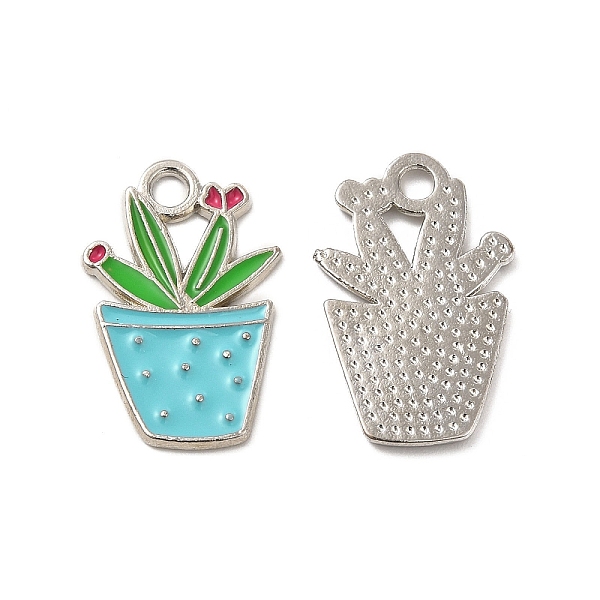 

PandaHall Alloy Enamel Pendants, Potted Plant Charm, Platinum, Cyan, 22x14.5x1.5mm, Hole: 2.5mm Alloy+Enamel Others Cyan