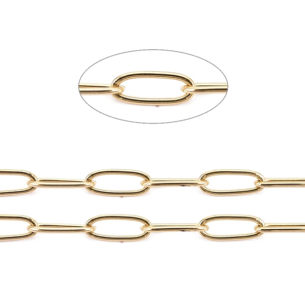 

PandaHall Ion Plating(IP) 304 Stainless Steel Paperclip Chains, Soldered, with Spool, Golden, 4.8x2.5x0.5mm, about 32.8 Feet(10m)/roll 304...