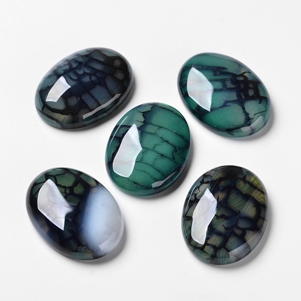 

PandaHall Natural Dragon Veins Agate Cabochons, Flat Back, Oval, Dyed, Dark Cyan, 30x22x7mm Natural Agate Oval Cyan