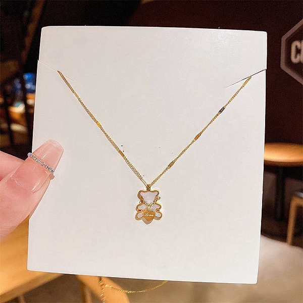 

PandaHall Acrylic with Rhinestone Pendant Necklaces, Titanium Steel Cable Chain Necklaces , Bear, 8.27~19.69 inch(21~50cm) Titanium Steel...