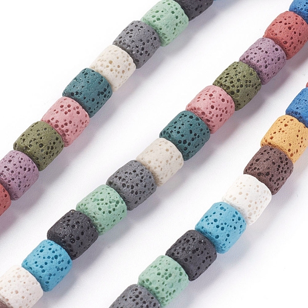 

PandaHall Natural Lava Rock Beads Strands, Dyed, Column, Mixed Color, 8~8.5x8~8.5mm, Hole: 2mm, about 46 pcs/Strand, 15.35 inch(39 cm) Lava..., Multicolor
