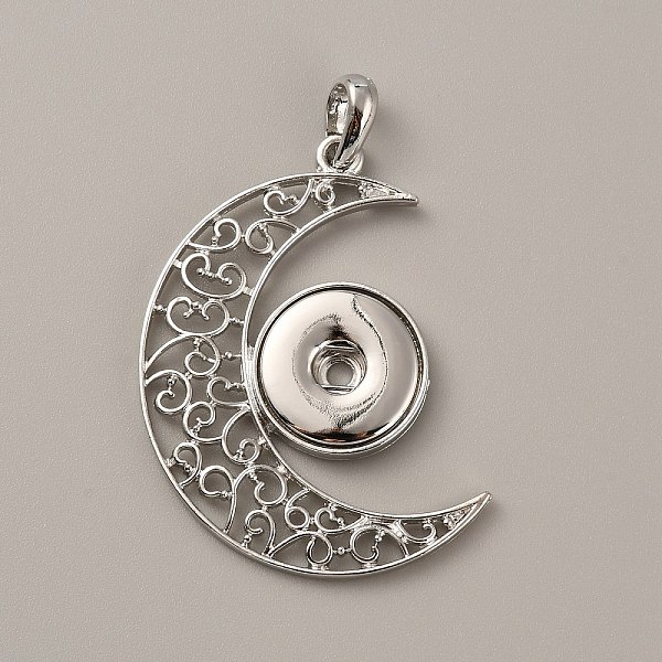 

PandaHall Alloy Hang Snap Base Big Pendants, for Interchangeable Snap Charms Jewelry Making, Moon, Platinum, 55x44x5mm, Hole: 4x7mm Alloy...