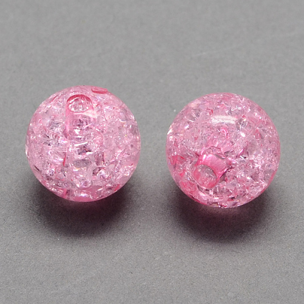 

PandaHall Transparent Crackle Acrylic Beads, Round, Pink, 8mm, Hole: 2mm, about 1890pcs/500g Acrylic Round Pink