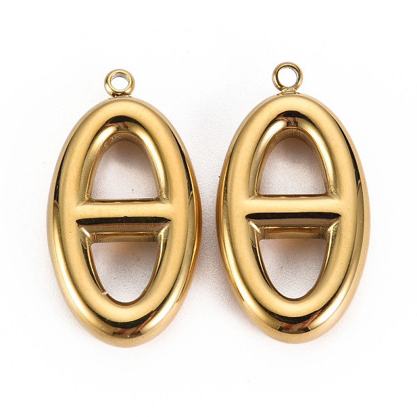 

PandaHall 304 Stainless Steel Pendants, Real 14K Gold Plated, 27x14x4mm, Hole: 1.6mm 304 Stainless Steel Oval