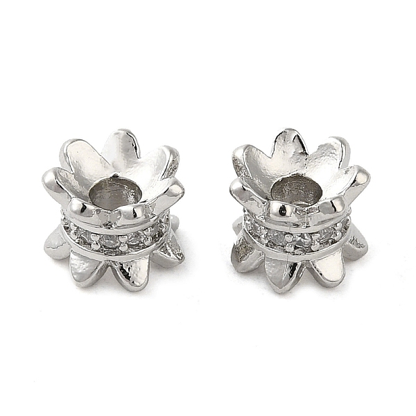 

PandaHall Rack Plating Brass Beads, with CLear Cubic Zirconia, Long-Lasting Plated, Lead Free & Cadmium Free, Platinum, 6x5.5x4.5mm, Hole...