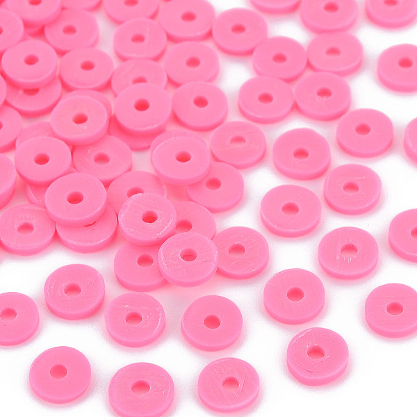 

PandaHall Handmade Polymer Clay Beads, Disc/Flat Round, Heishi Beads, Hot Pink, 6x1mm, Hole: 2mm, about 23500pcs/1000g Polymer Clay Disc